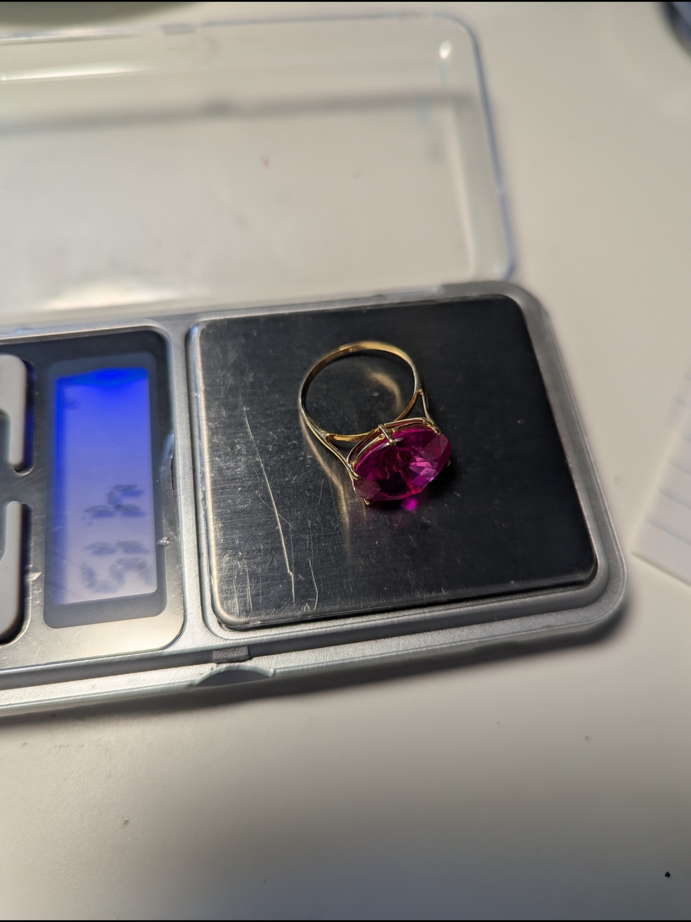 Pink Round Cut Ruby Cocktail 14k Gold Ring S.6.5 - Picture 14 of 14